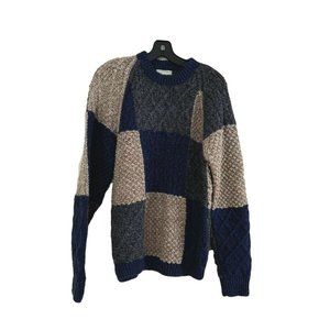 Carraig Donn Patchwork Blue Gray Irish Knit Fisher - image 1